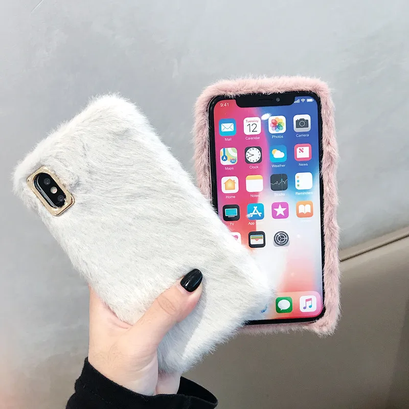 Suntaiho плюшевый теплый пушистый чехол для iPhone XS Max X XR 7 8 6 6s Plus однотонный телефона