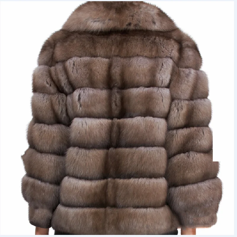 Winter lady's real fox fur, black mink fur, purple mink fur coat, warm and fashionable in winter, European style street style