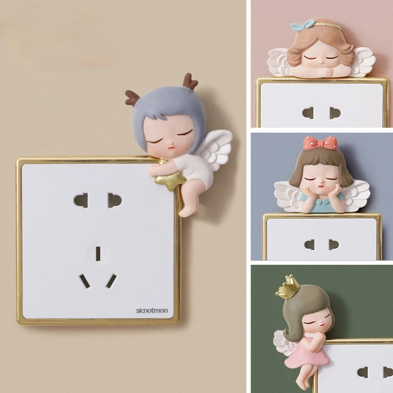 

3D cartoon three-dimensional resin wall paste creative home wall decoration frameless switch paste wall switchboard decoration