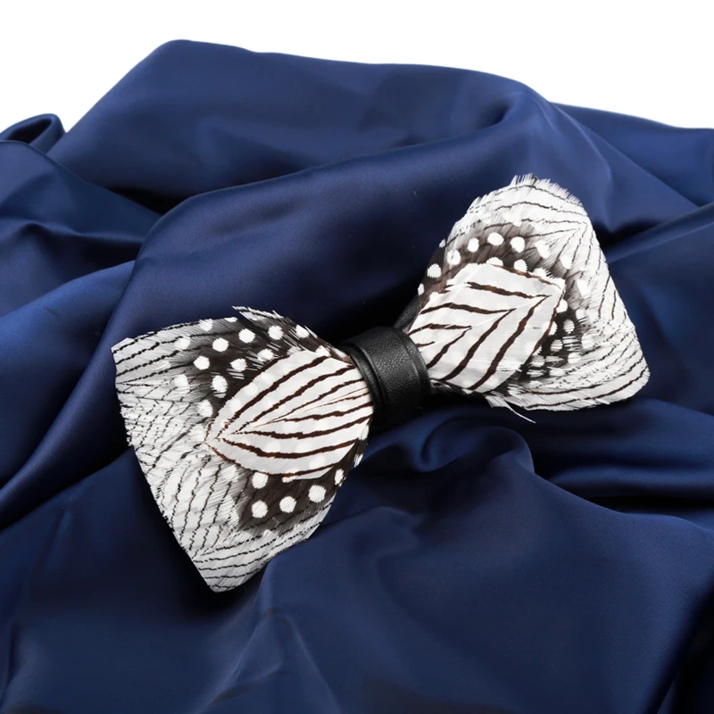 

Free Shipping New male fashion man men's Original White pattern feather bow tie men's bow business wedding party high-end gift