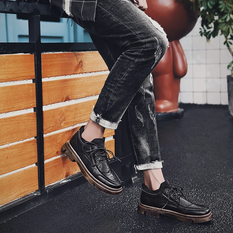 Black Men Casual Shoes Loafers Quality Split Leather Man Flats Hot Sale Moccasins Shoe | Обувь