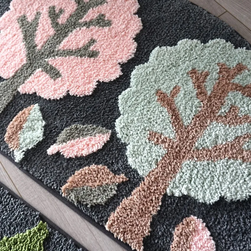 Полукруглый многофункциональный напольный коврик из хлопка в форме цветов для