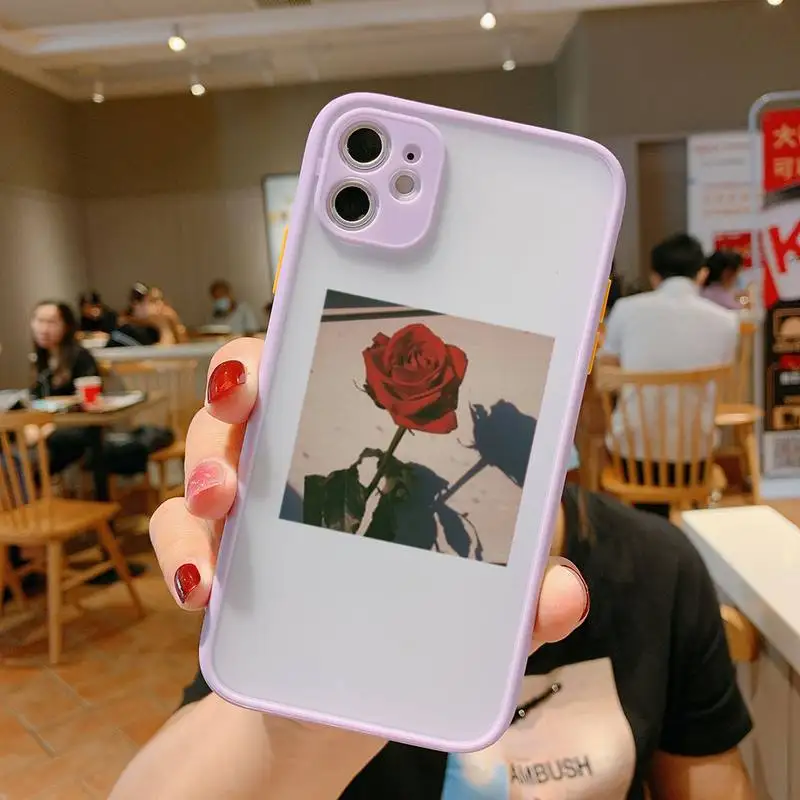 

Flower Sunflower Rose Matte Bumper Phone Case For iphone12 11 Pro Max X XS Max XR 7 8 Plus 12mini Matte Shockproof Cover