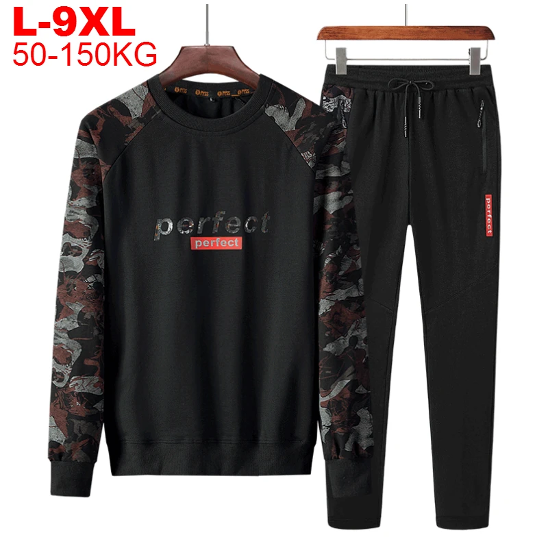 Мужской Камуфляжный спортивный костюм размера плюс 9xl 8xl 7xl 6xl 5xl мужской из 2