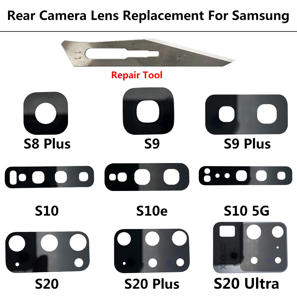 New Replacement Back Rear Camera Glass Lens For Samsung S8 S9 Plus S10e S10 S20 Ultra S20 Pro S20 fe Camera Glass Lens + Tools