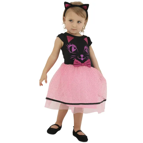 Праздничная Вечеринка сценическое шоу костюм на Хэллоуин Детский Розовый Кот милый набор