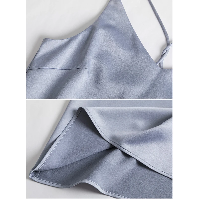 

AOSSVIAO Woman Dress Satin Sleeveless Spaghetti Strap Evening Party Black Sundress Long Wedding Silk Dress White 2021 Summer New