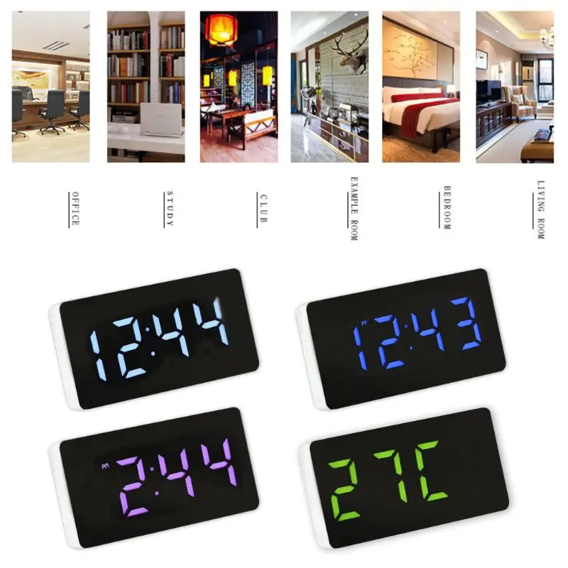 1 комплект светодиодный зеркальные часы электронный будильник с