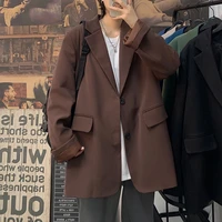 korean style blazer mens fashion solid color business casual suit jacket men streetwear wild loose dress jackets mens m 2xl