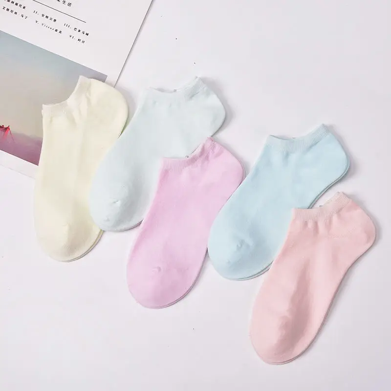 5 пар/компл. женские носки башмачки хлопка однотонного черного