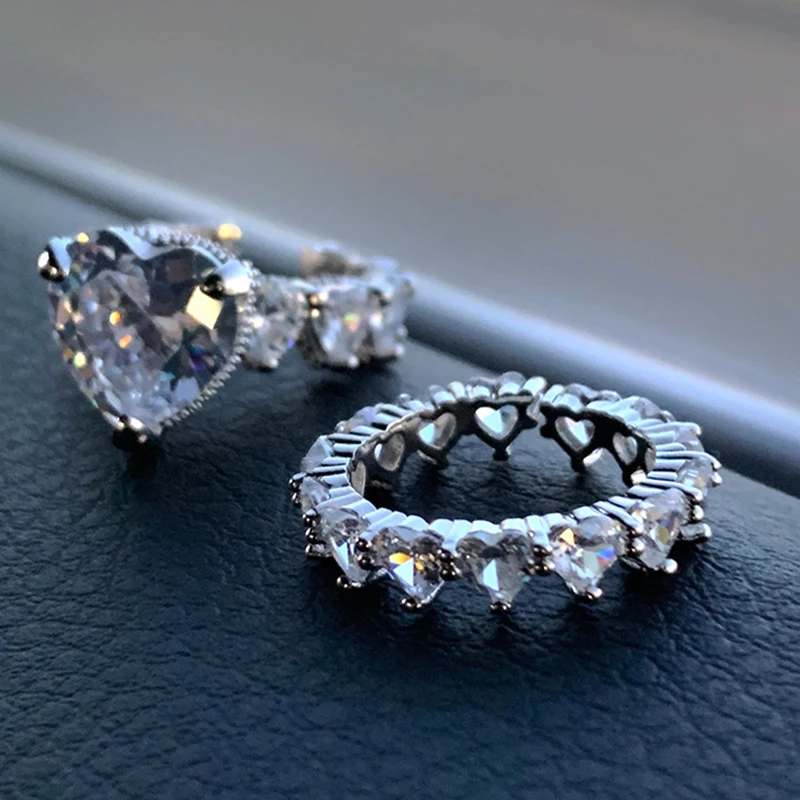 

Luxury Zircon Rings Set Student Opening Ring For Woman 2021 New Fashion Gothic Finger Jewelry Wedding Party Girl's Sexy Rings