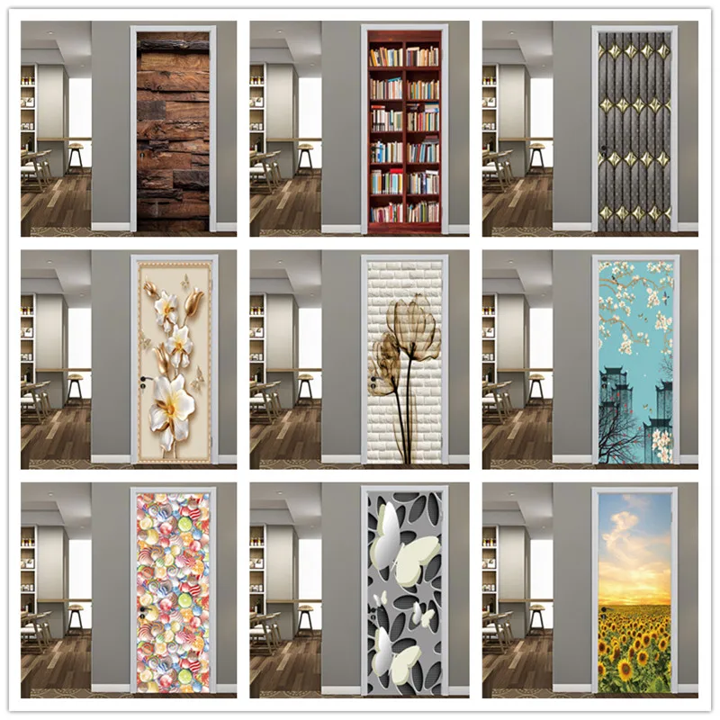 

3D водонепроницаемые обои «сделай сам» для двери, креативный домашний дизайн, Декор, обновление, гостиная, спальня, съемная самоклеящаяся ху...