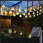 Светодиодная гирлянда с хрустальными шариками на солнечной батарее, уличный шнурок с лампочками для украшения сада, рождества, 5 м, 22 м