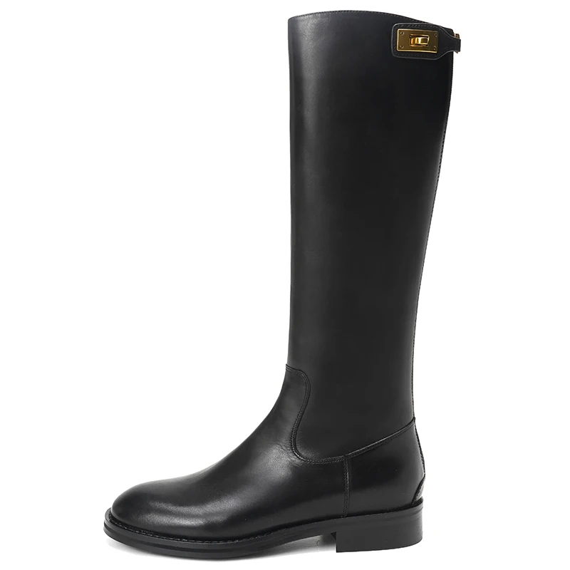 Женские сапоги-мартинсы до колена из натуральной кожи золотистого цвета с