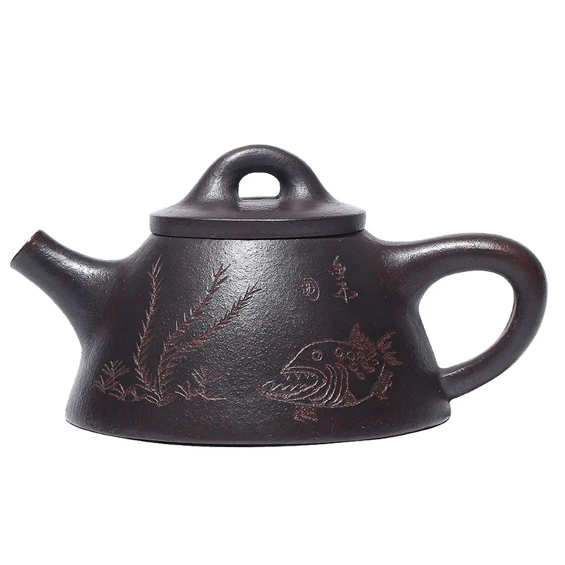 

Special engraved overlord shipao firewood fired purple clay pot Kung Fu gift fan pengxuan teapot