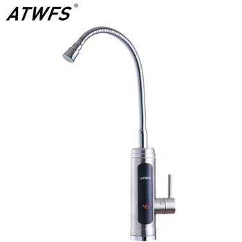 ATWFS Instant Water Heater Faucet Tankless Heaters Kitchen Hot Water Tap Bathroom Heating Electric 220v Stainless Steel Shell 1