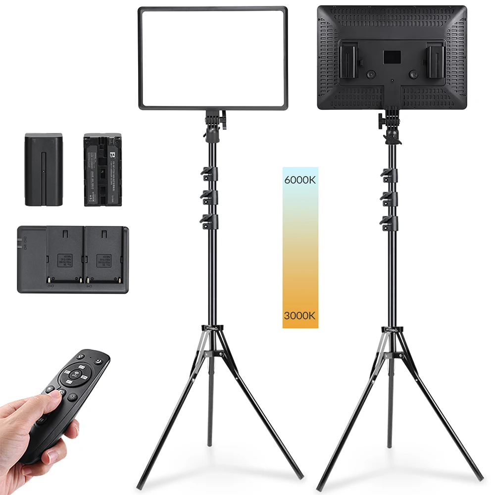 

LED Video Light Panel Lighting Kit UltraThin Photography Studio Lamp Dimmable Youtube Portrait Photo Shooting Battery Optional