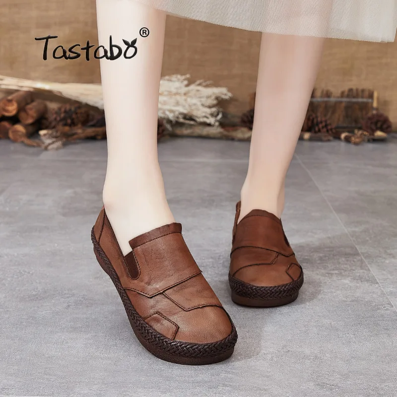 Tastabo обувь ручной работы из натуральной кожи Женские Легкие кожаные туфли типа