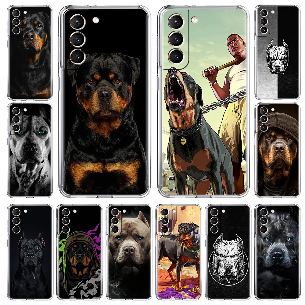 

Rottweiler Dog Luxury Silicone Crystal Clear Phone Case For Samsung Galaxy S20 FE S21 Ultra S10 Plus S10E Soft Protect Cover