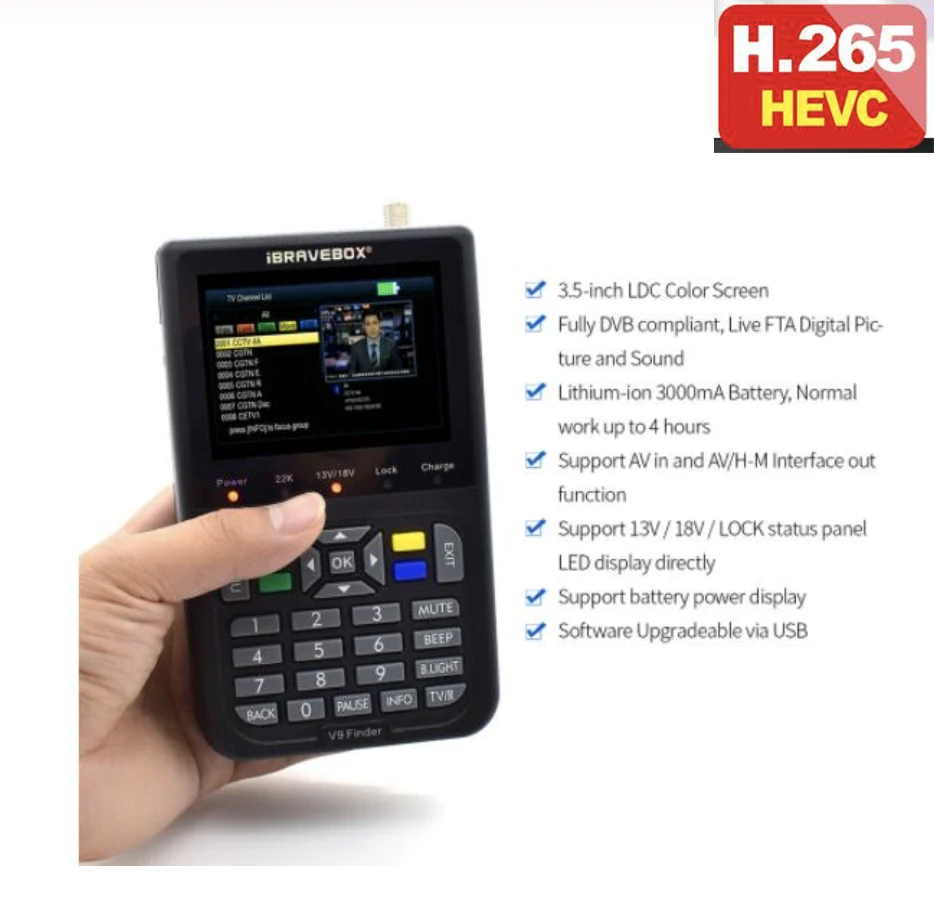 V9 Finder supports h.265 Digital Satellite LCD Signal Meter | Электроника