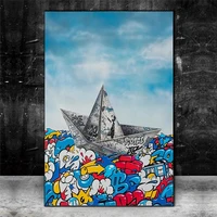 graffiti paper origami boat sailing art canvas print painting fashion wall picture nordic living room home decoration poster