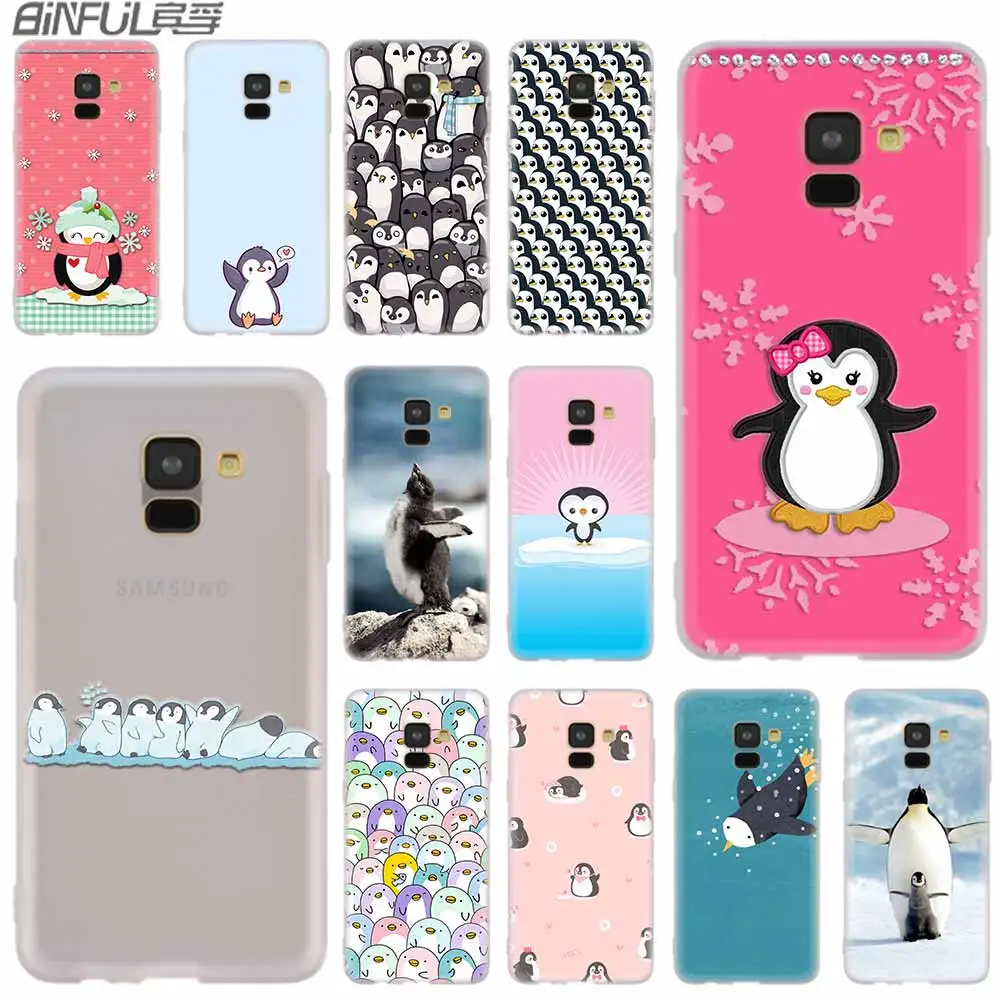 Силиконовый чехол с рисунком пингвина для Samsung A50 A70 A80 A30 A40 A90 A6 A8 A9 A7 A5 A3 Plus 2018 2017 2016