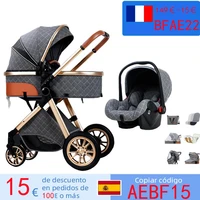 luxury baby stroller 3 in 1 high landscape newborn stroller infant trolley portable baby pushchair cradle infant carrier 6 gifts