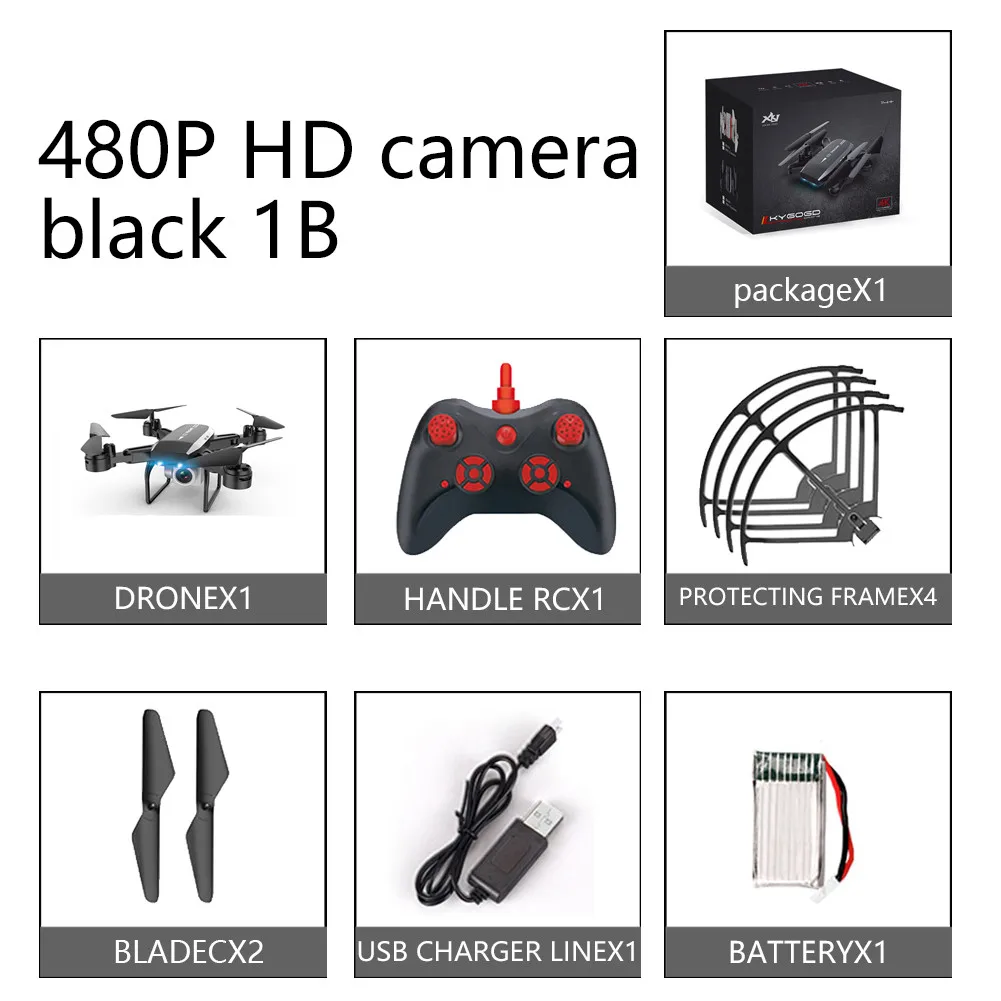 Профессиональный складной Дрон KY606D RC 4k Квадрокоптер с длинным временем полета fpv Вертолет с 4K HD Wifi камерой Дрон VS ky601s Дрон - Цвет: 480P camera black 1B