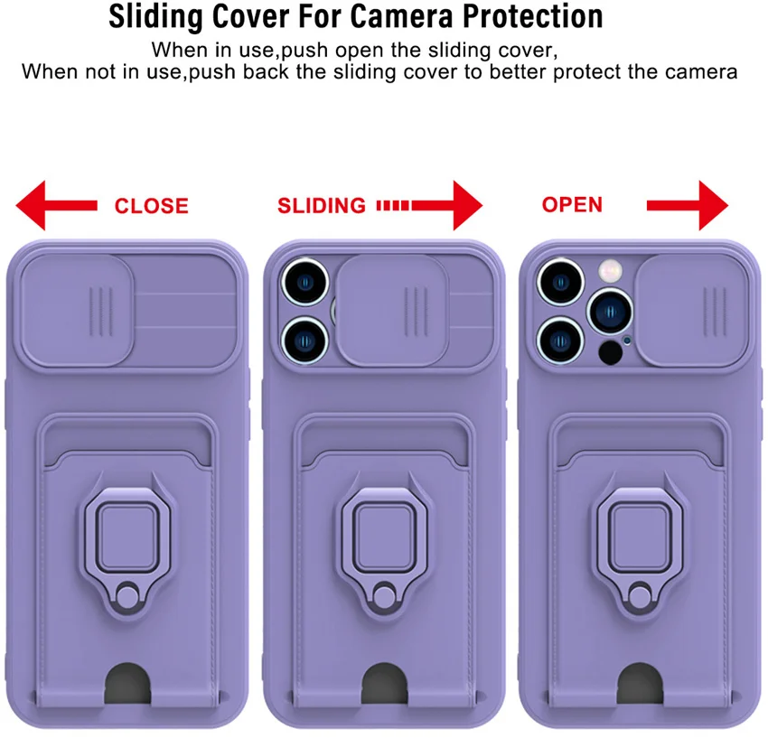 camera push window case for xiaomi mi 11 lite redmi note 10 10s pro poco x3 nfc m3 pro 5g magnetic ring stand card bag cover free global shipping