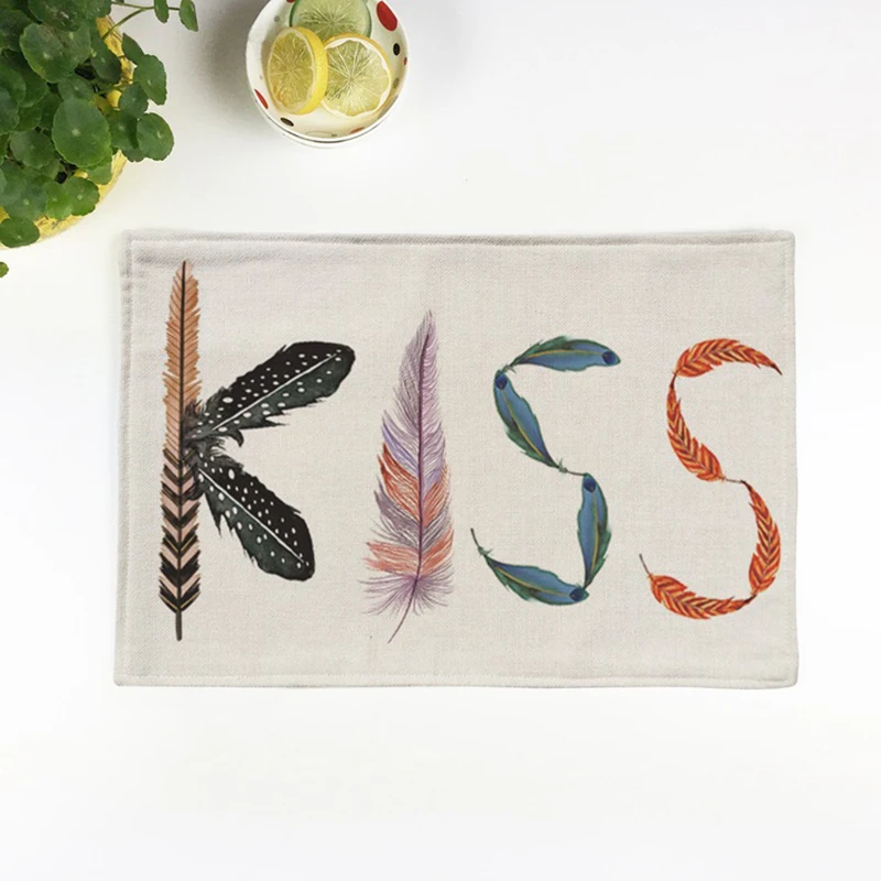 Разноцветные перья тарелка хлопок лен подставка в стиле Вестерн изоляция