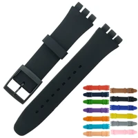 black watchband for swatch strap buckle for swatch silicone watch band 17mm 19mm 20mm rubber strap16mm watch accessories