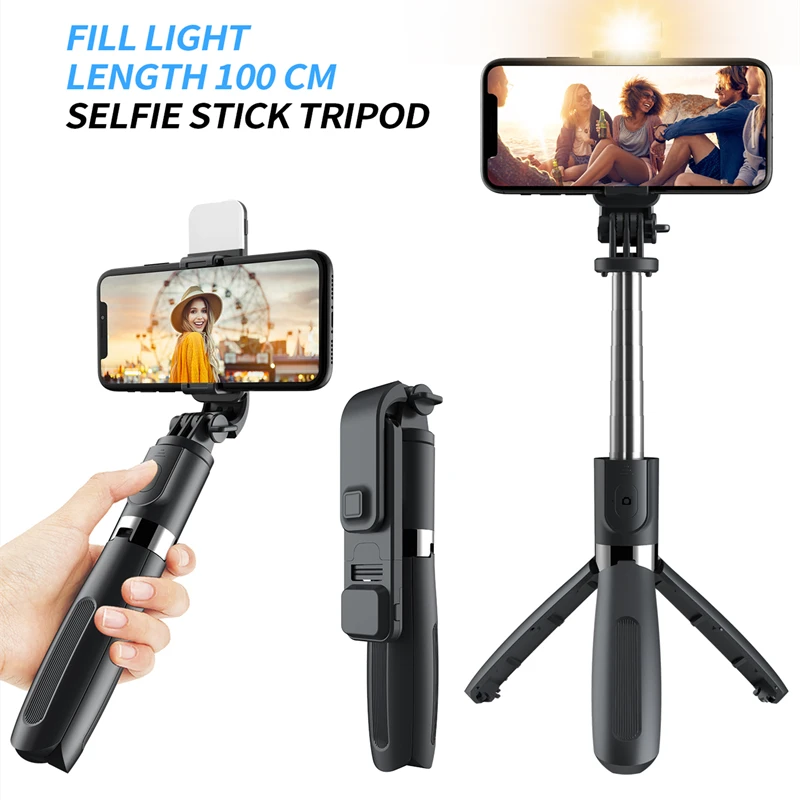 

RUZSJ Foldable Tripod Monopod Selfie Stick Bluetooth With Wireless Button Shutter Selfie Stick With LED For IOS/Android/Xiaomi