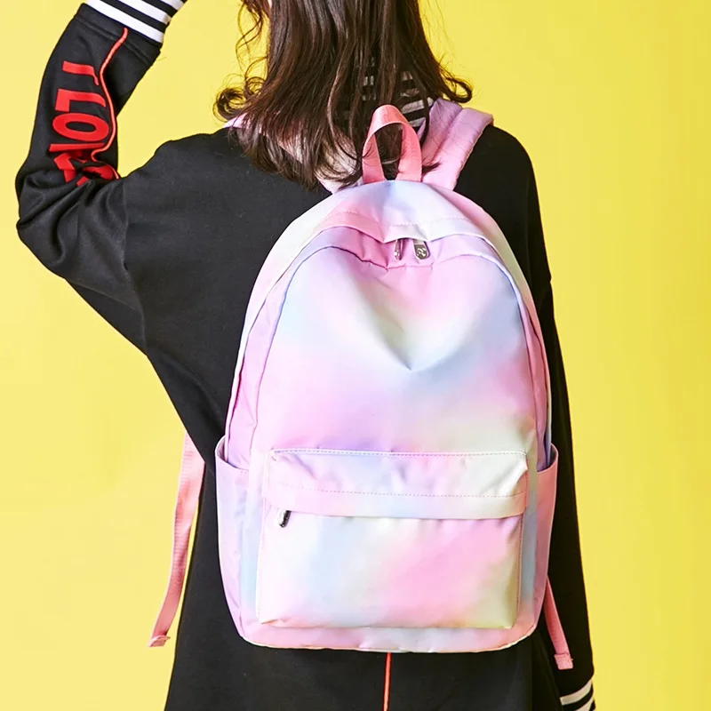 

New girls waterproof polyester schoolbag hit color small fresh backpack middle school students leisure backpack kawaii backpack