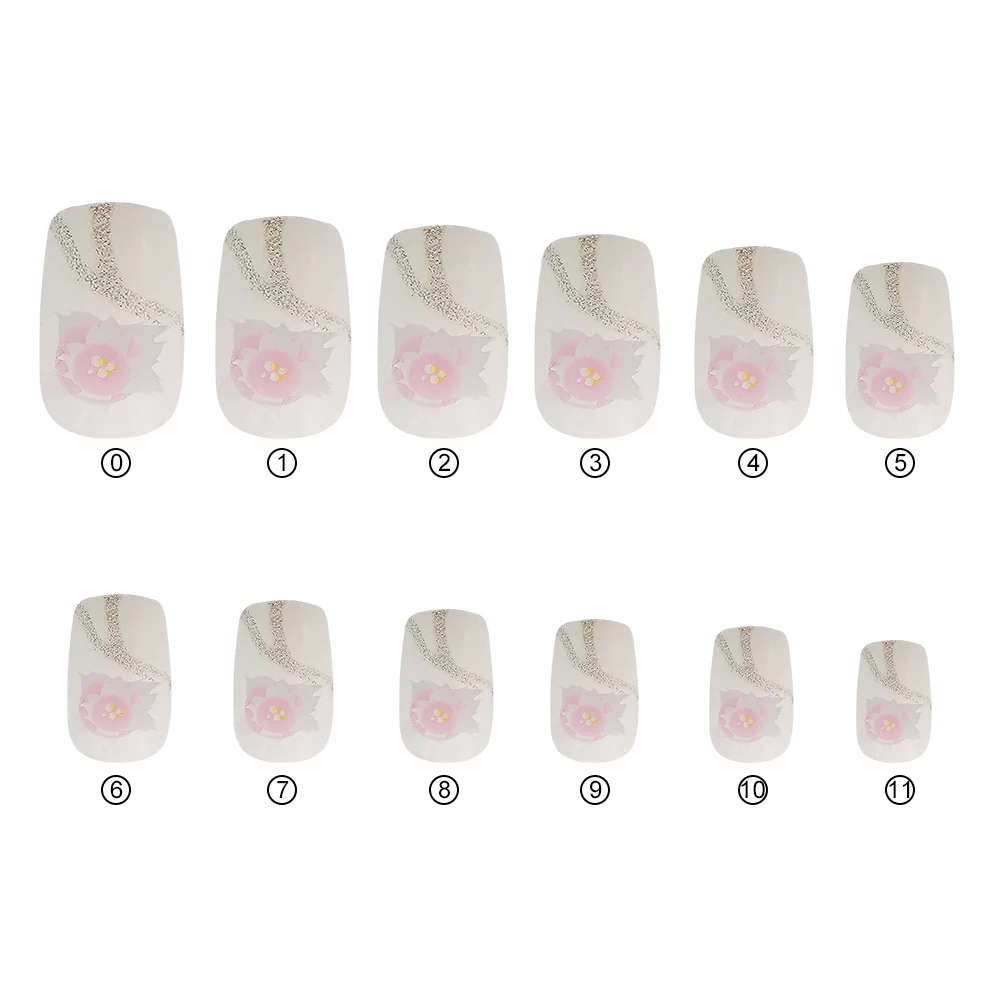 Накладные акриловые ногти с цветочным узором 24 наконечника искусственные для
