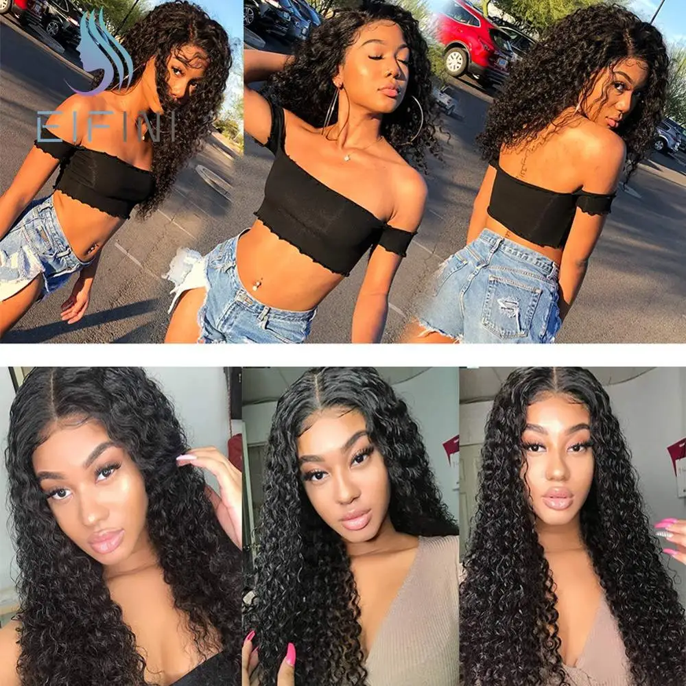 13x6 бесклеевой глубоко вьющиеся человеческие волосы Синтетические на кружеве