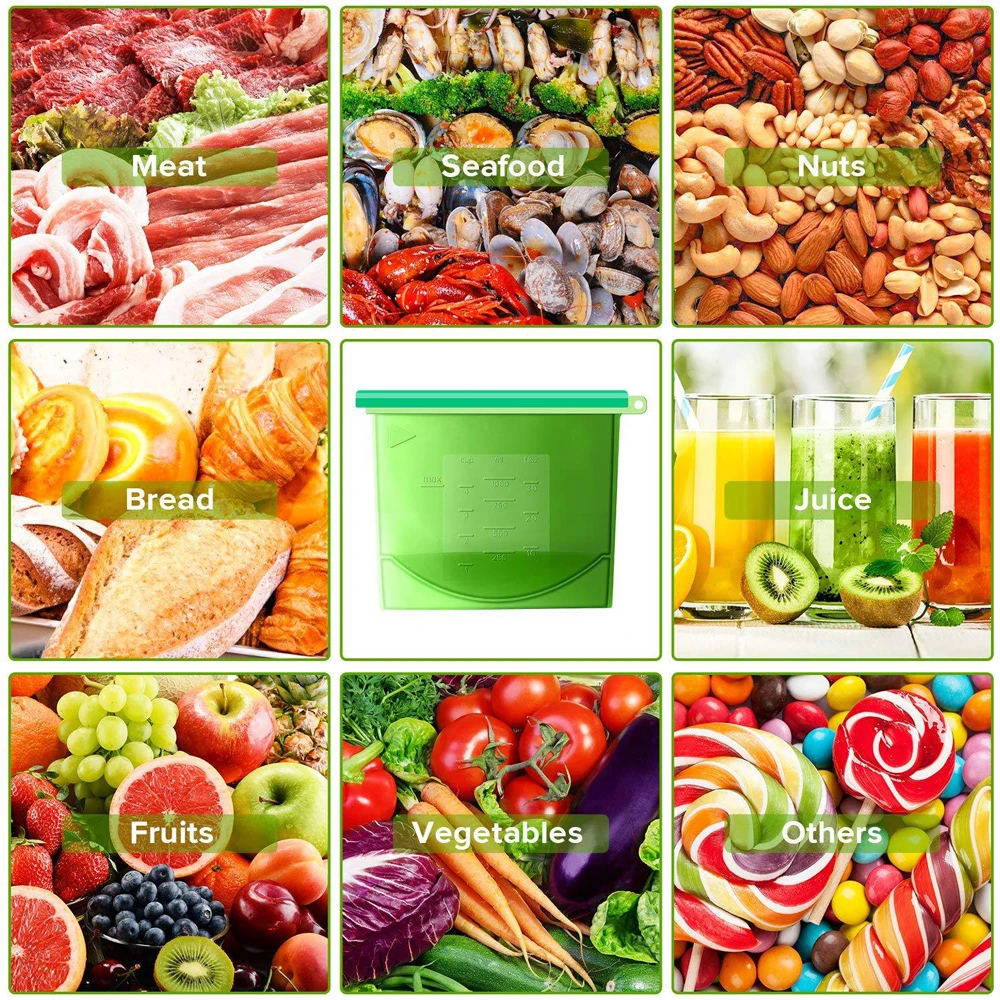 1000 мл силиконовые сумки для хранения пищевых продуктов износостойкие