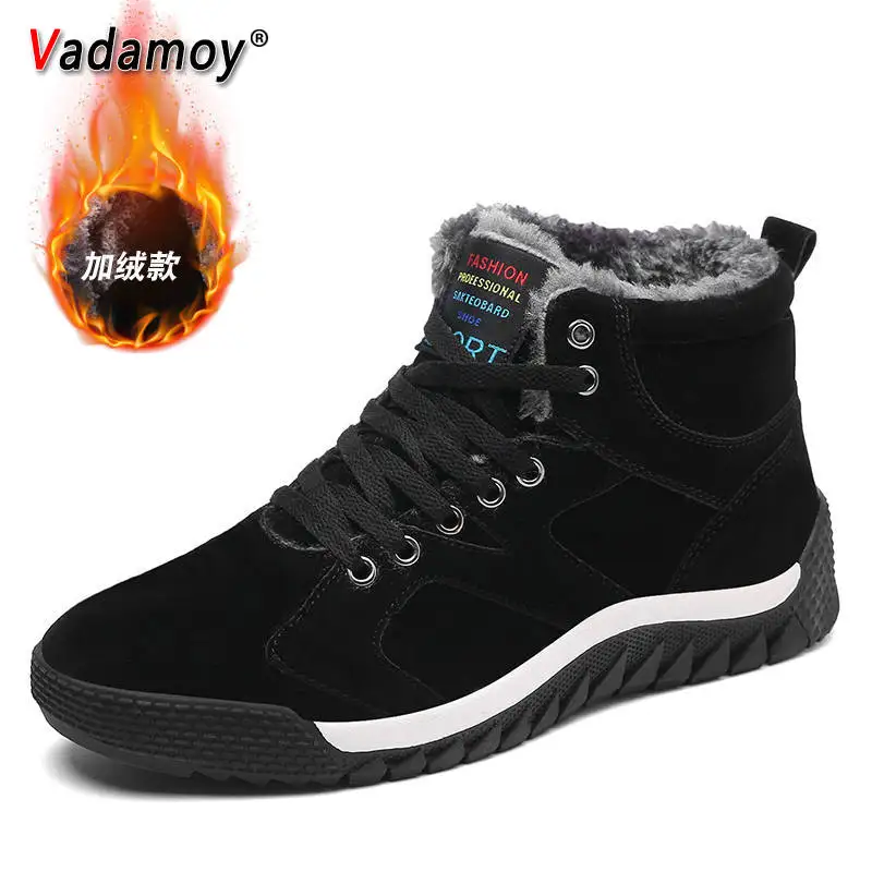 Men Shoes Winter Casual Boots for Men Fur Lace Up Warm Snow Boots Outdoor Fashion Flat Mens Shoes Big Size 47 Scarpe Uomo 43