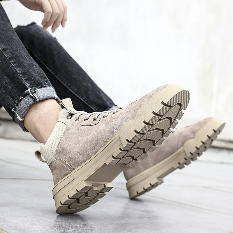 Мужские зимние ботинки теплая плюшевая мужская зимняя обувь на шнуровке уличная