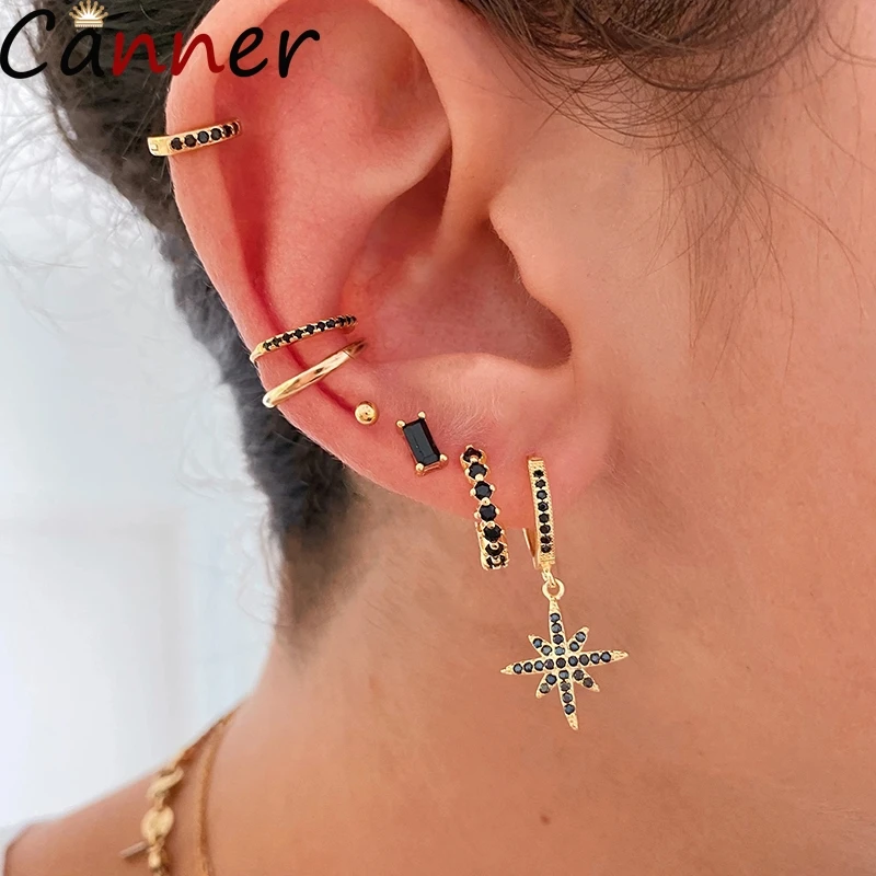 

CANNER Real 925 Sterling Silver Earrings For Women/Men Small Hoop Earrings Ear Bone aros Tiny Ear Nose Ring Girl aretes ear hoop