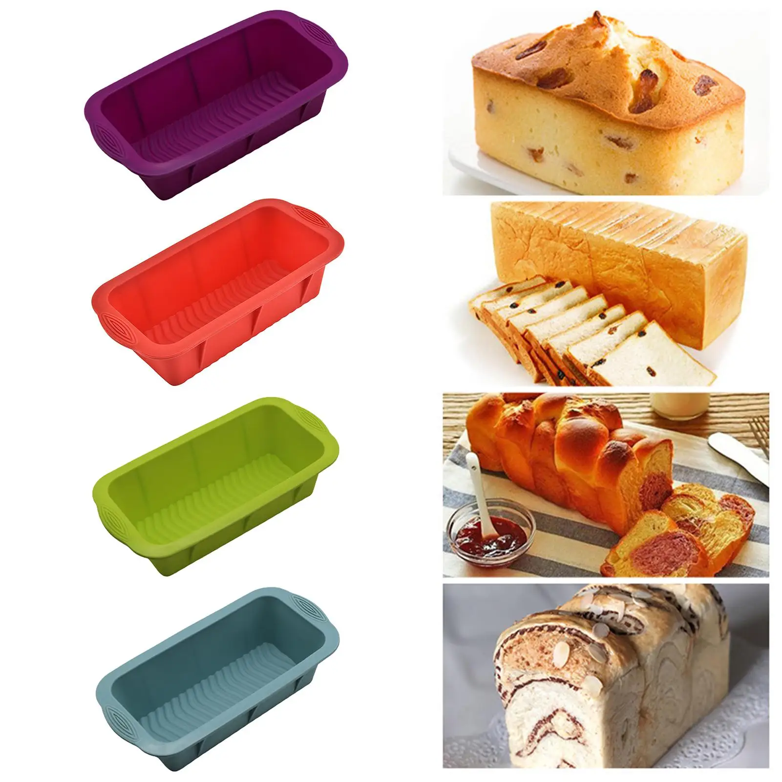 

Rectangular Toast Bread Cake Silicone Baking Mold DIY Kitchen Supplies Bakeware