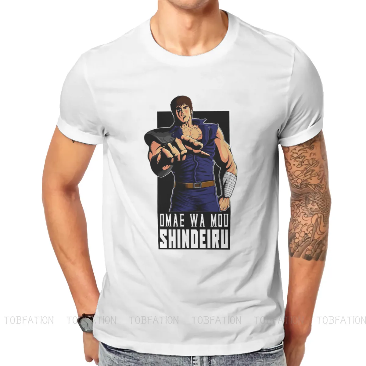 Футболка с надписью Кулак Северной Звезды японская манга Омая ва Моу винтажная