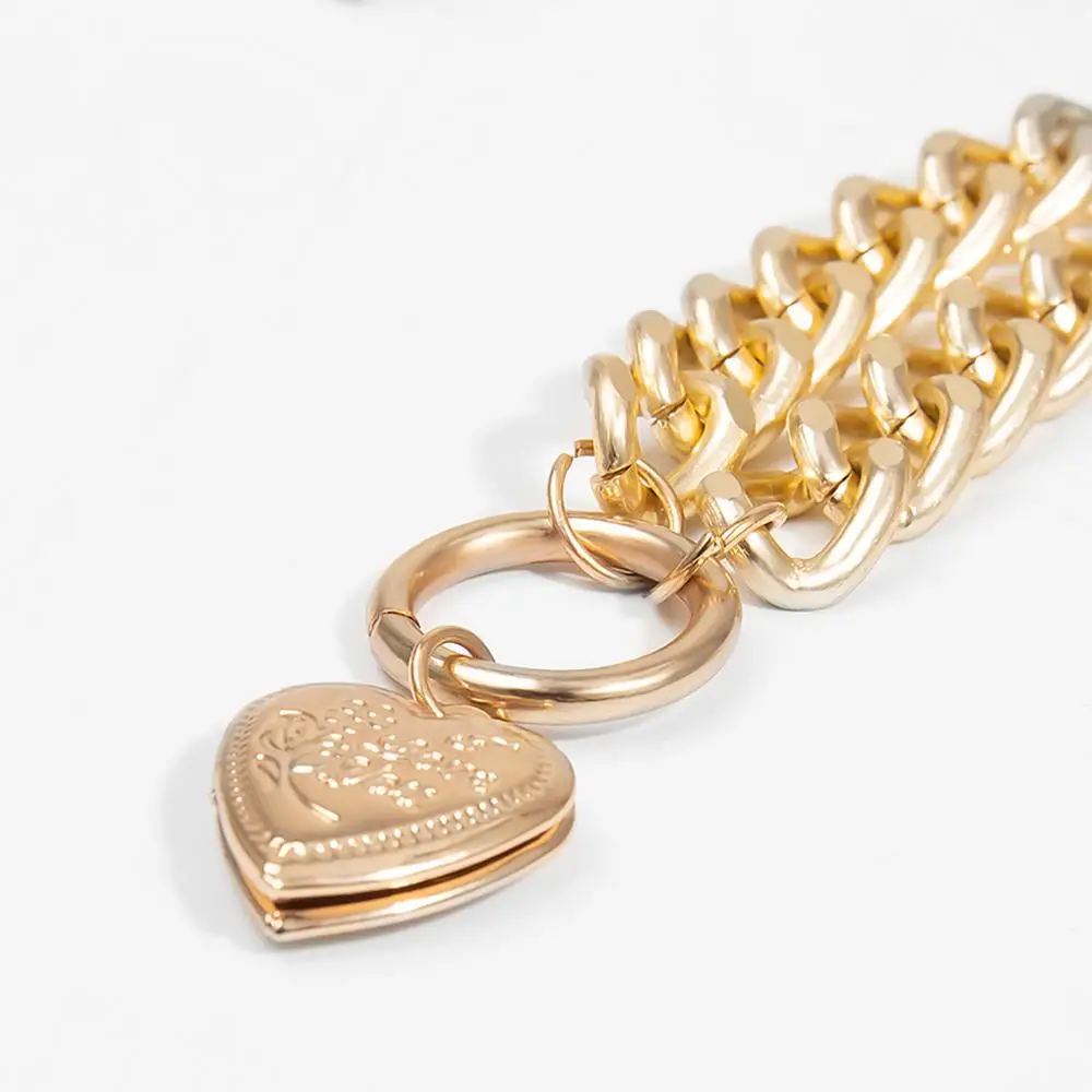 Толстая цепочка в виде сердца SHIXIN Punk для влюбленных фото медальон подвеска