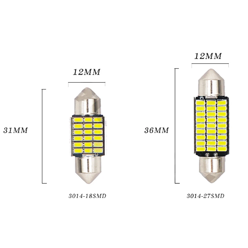 

2PCS 31mm 36mm 39mm 41mm LED Bulb Car License Plate Light Reading Lamp