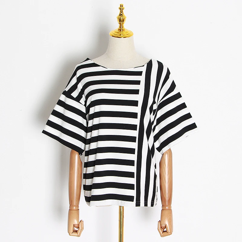 Женская футболка в полоску с круглым вырезом и рукавом 2020 | одежда