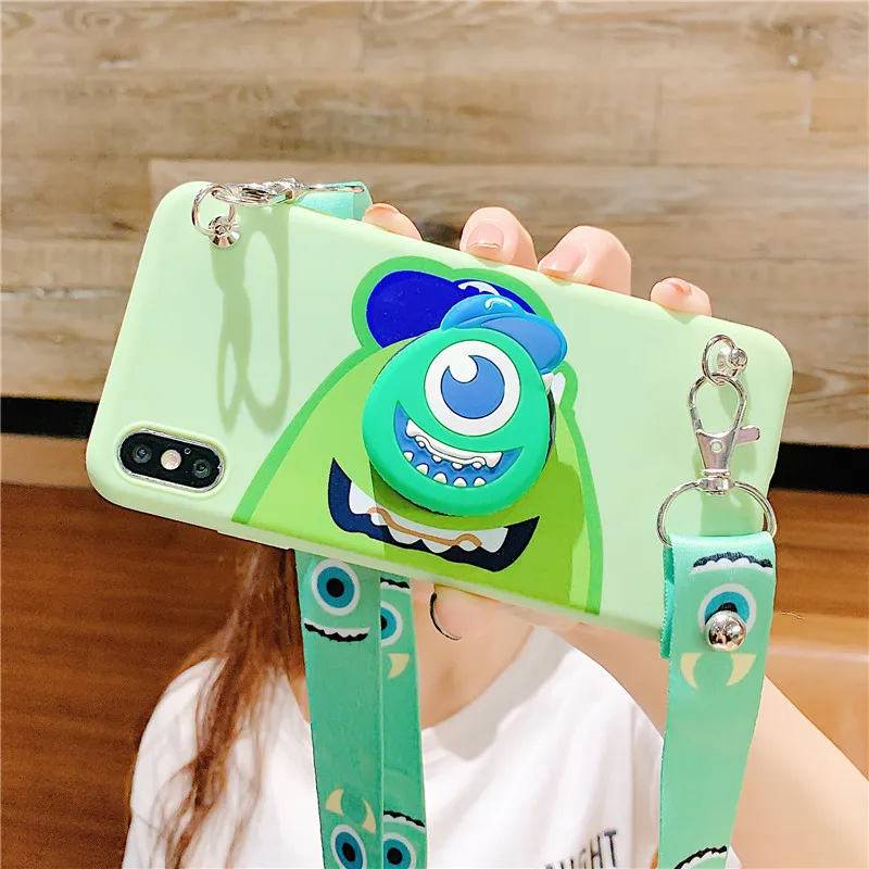 As shown in Для iphone XR 3D Тоторо мягкий чехол для iphone X XS max 8plus 7plus 6 6S 6p Симпатичные Монстры ТПУ задняя крышка+ игрушка+ ремень+ подставка - Цвет: As shown in
