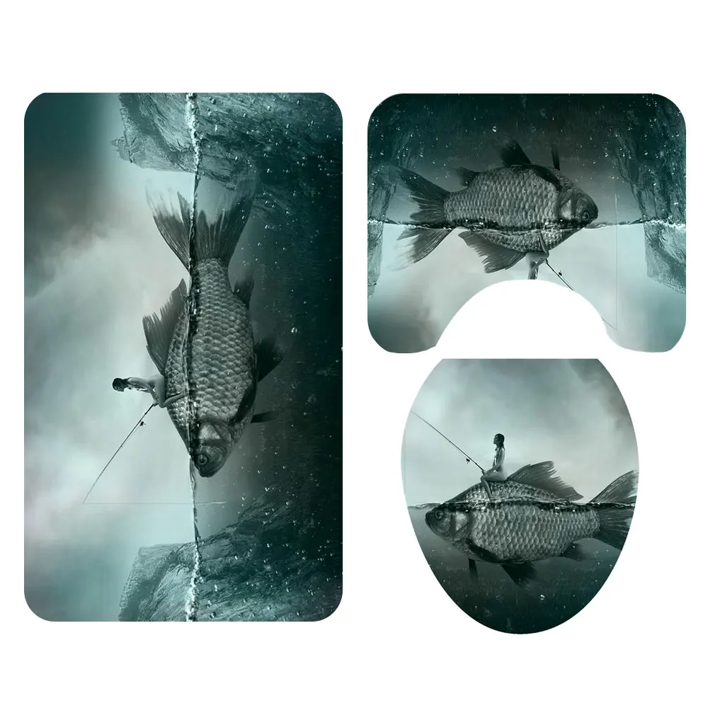 Набор для декора в ванную комнату: череп большая рыба носороги занавеска