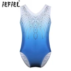 Танцевальная одежда для девочек, трико для балерины, блестящие стразы, платье для балета, танцев, Детское плавание, гимнастическое трико
