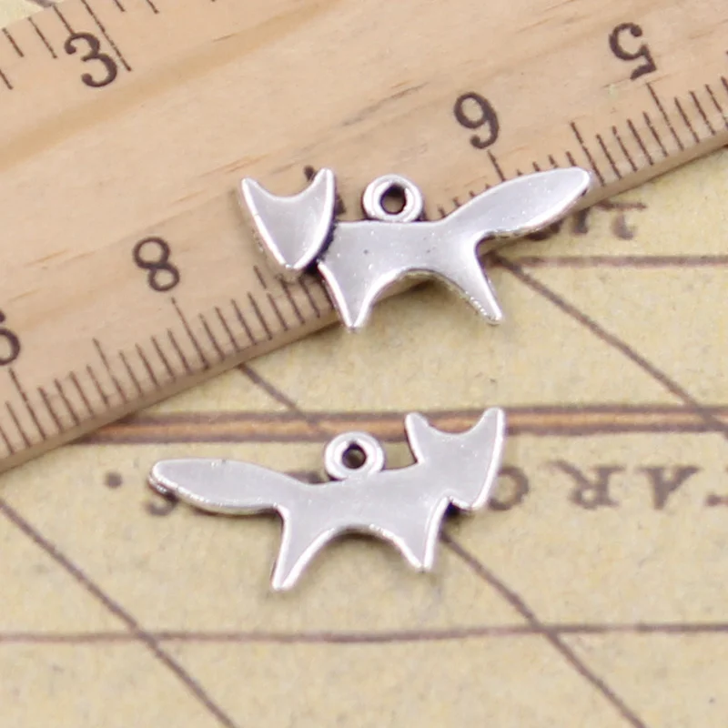 

40pcs Charms Lovely Fox 20x10mm Tibetan Bronze Silver Color Pendants Antique Jewelry Making DIY Handmade Craft For Necklace