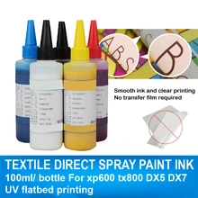 100ml/Bottle Textile pigment  Direct Inkjet Ink For Epson xp600 tx800 DX5 DX7  textile direct inkjet ink UV flat printing ink
