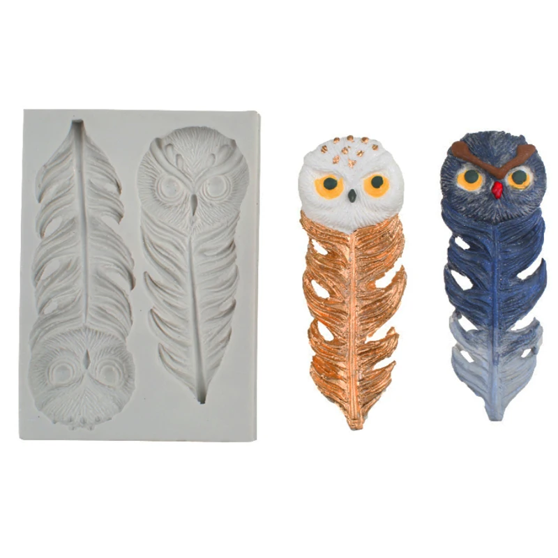 Форма в виде совы и пера силиконовая форма инструмент для украшения торта